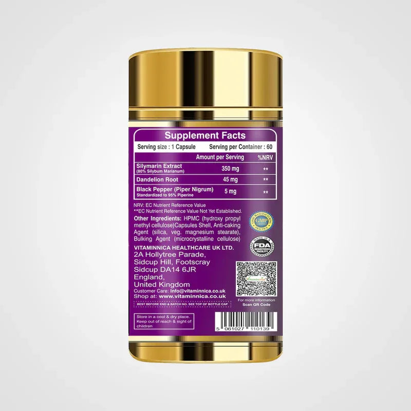 Vitaminnica Milk Thistle- Natural Liver Support- 60 Capsules - The Wellness Store®