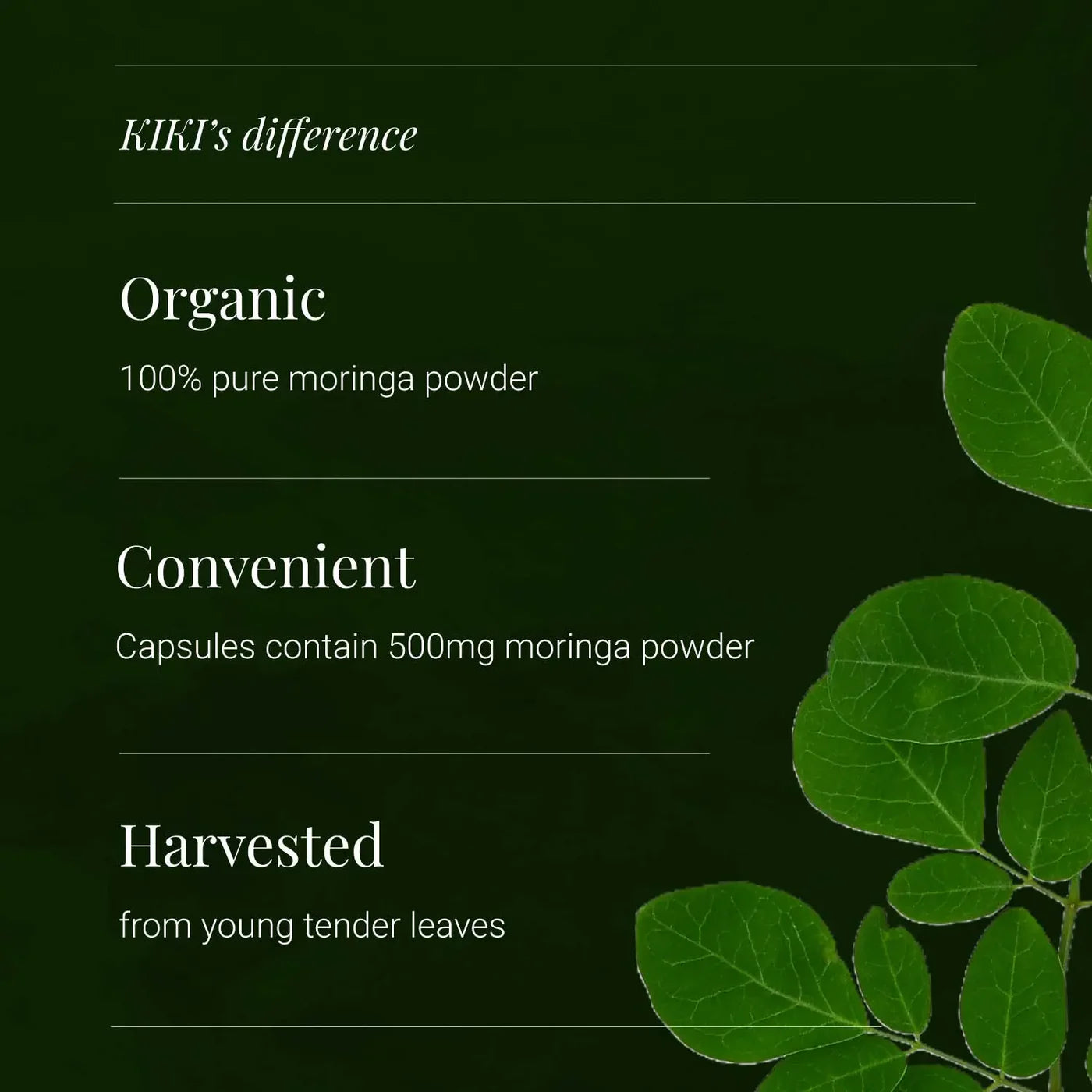 KIKI HEALTH - Moringa Leaf, Organic - 120 Vegicaps