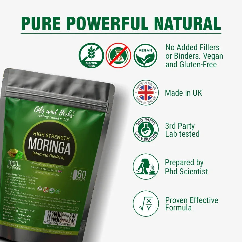 Oils & Herbs – High Strength Moringa Extract Capsules - The Wellness Store®