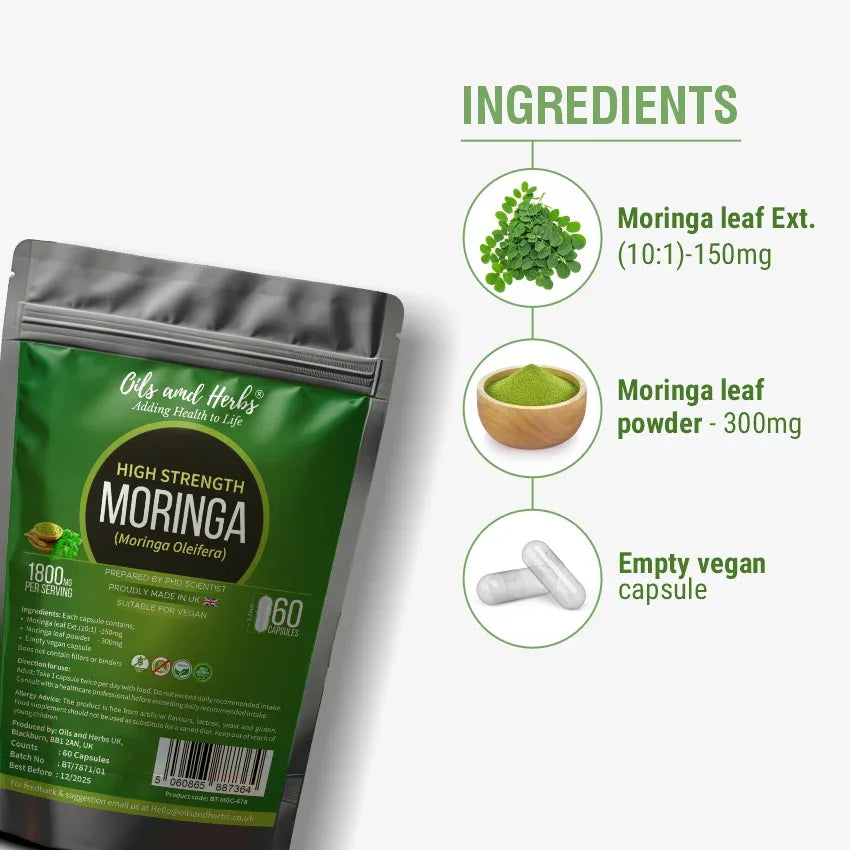 Oils & Herbs – High Strength Moringa Extract Capsules - The Wellness Store®