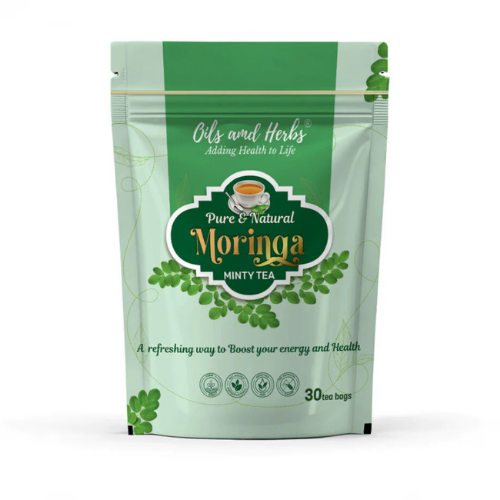 Oils & Herbs – 100% Natural Herbal Blend Moringa Minty Tea – 30 Tea Bags