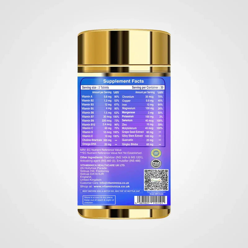 Vitaminnica Multi Vita Men (Multivitamins for Men)- Boosts Strength, Stamina & Immunity- 60 Tablets - The Wellness Store®