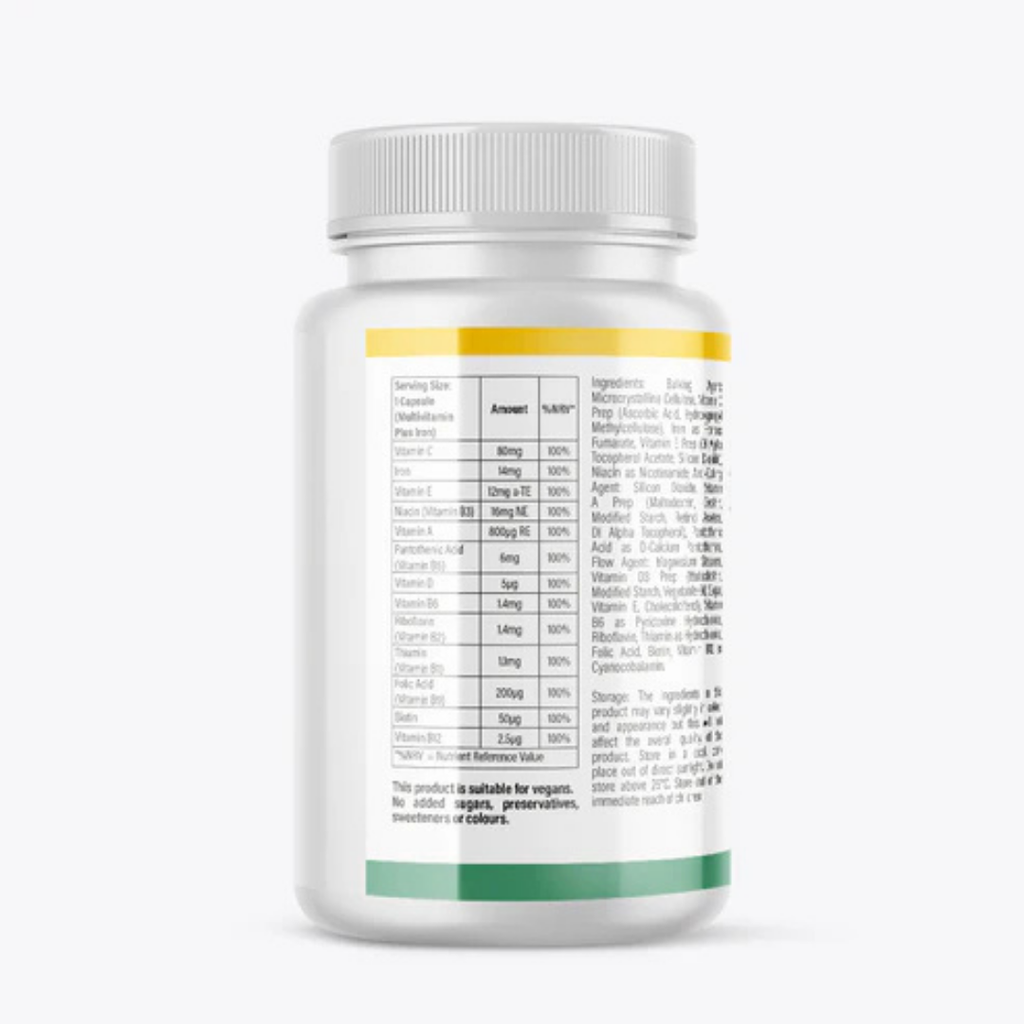MultiVi - Multivitamin & Iron Supplement - 30 Capsules