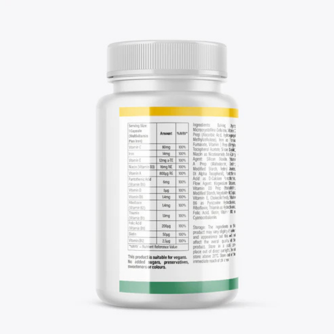 MultiVi - Multivitamin & Iron Supplement - 30 Capsules