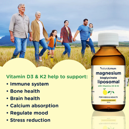 NaturallyMum - Magnesium Liposomal with Vitamins D3 & K2 - Lemon & Elderflower - 200ml