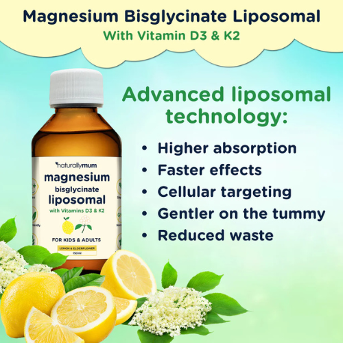 NaturallyMum - Magnesium Liposomal with Vitamins D3 & K2 - Lemon & Elderflower - 200ml