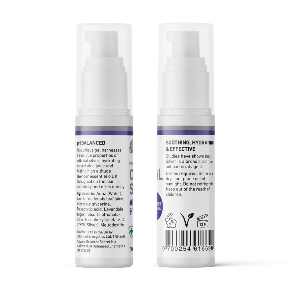 Nature’s Greatest Secret – Colloidal Silver Aloe Hydrogel with Lavender Essential Oil – 50g