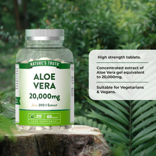 Nature’s Truth - Aloe Vera 20,000mg Inner Leaf Gel Extract - 60 Tablets (Vegan)