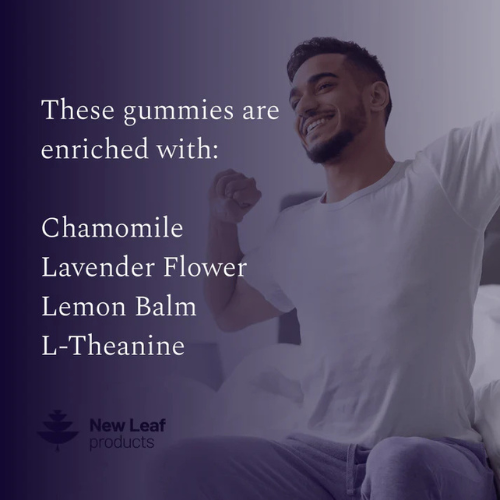 New Leaf Products - Night Time Sleep Gummies with Magnesium, L-Theanine, B6 & Lavender - 60 Gummies