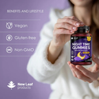 New Leaf Products - Night Time Sleep Gummies with Magnesium, L-Theanine, B6 & Lavender - 60 Gummies