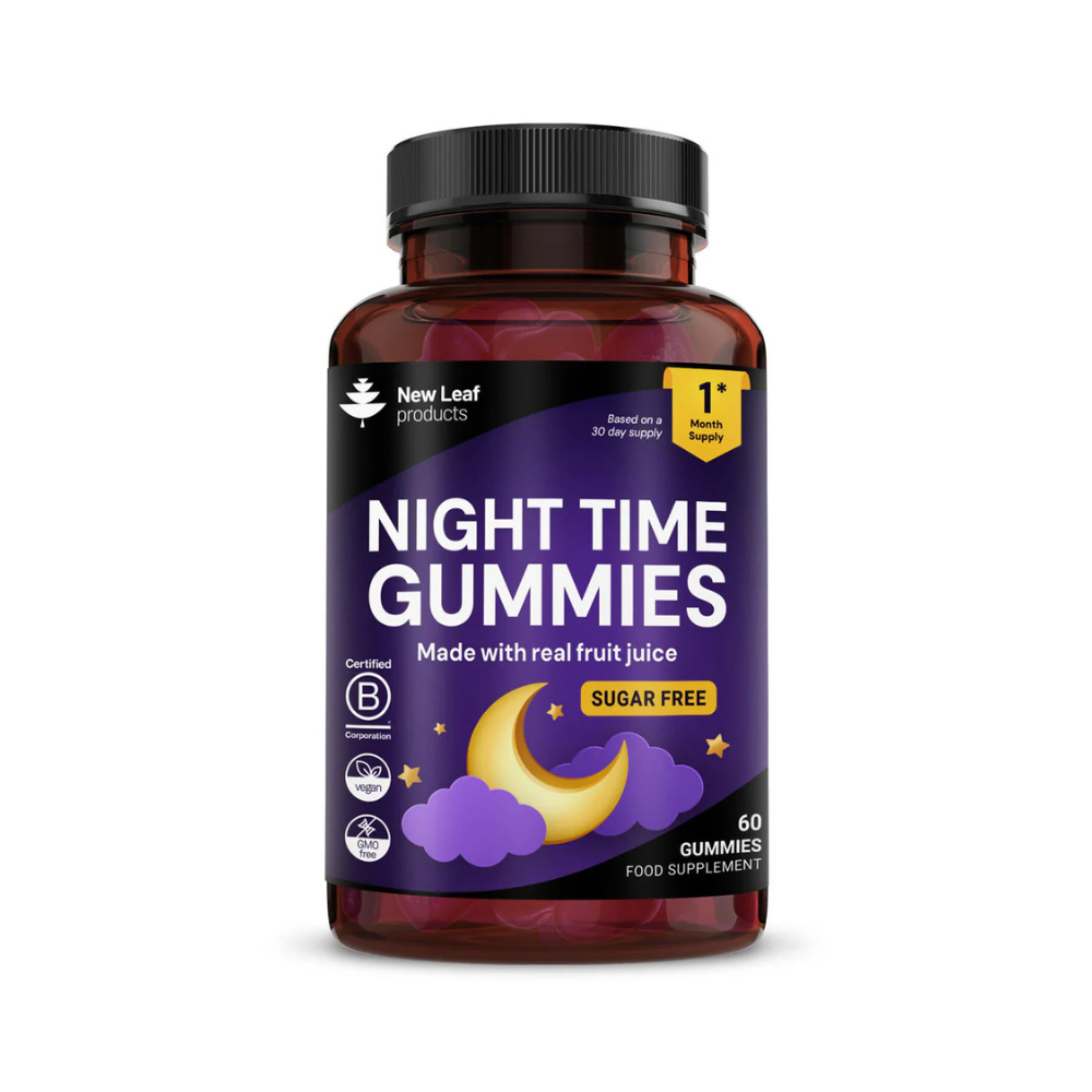 New Leaf Products - Night Time Sleep Gummies with Magnesium, L-Theanine, B6 & Lavender - 60 Gummies