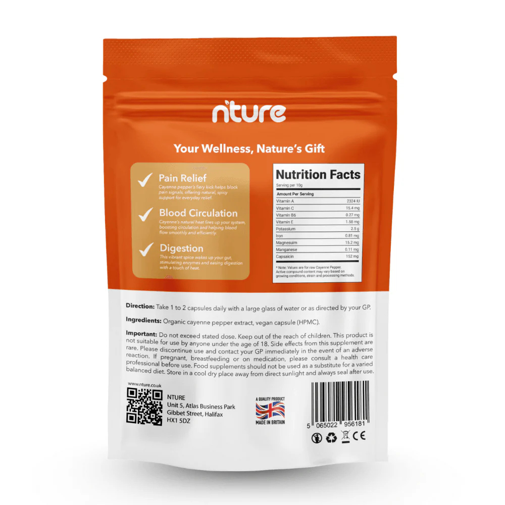 Nture - Cayenne Pepper 1000mg - 60 Capsules