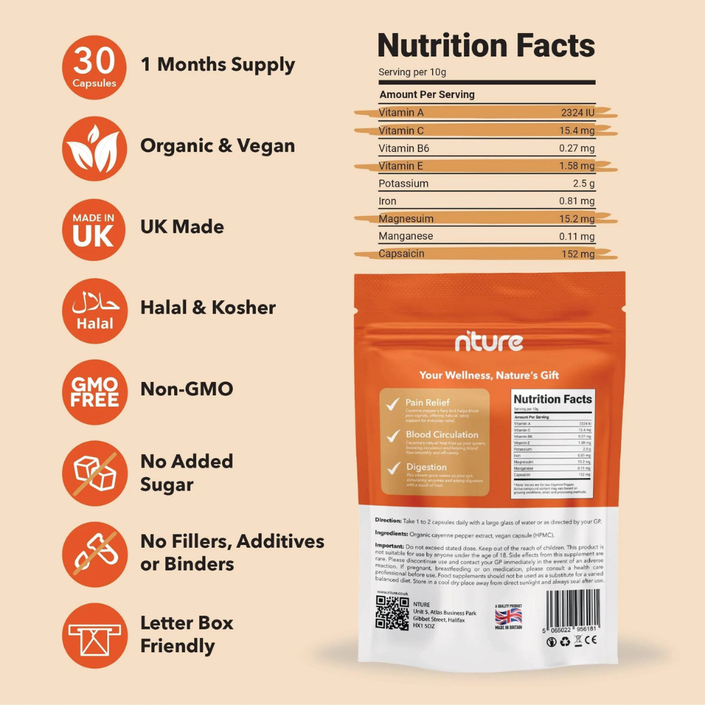 Nture - Cayenne Pepper 1000mg - 60 Capsules