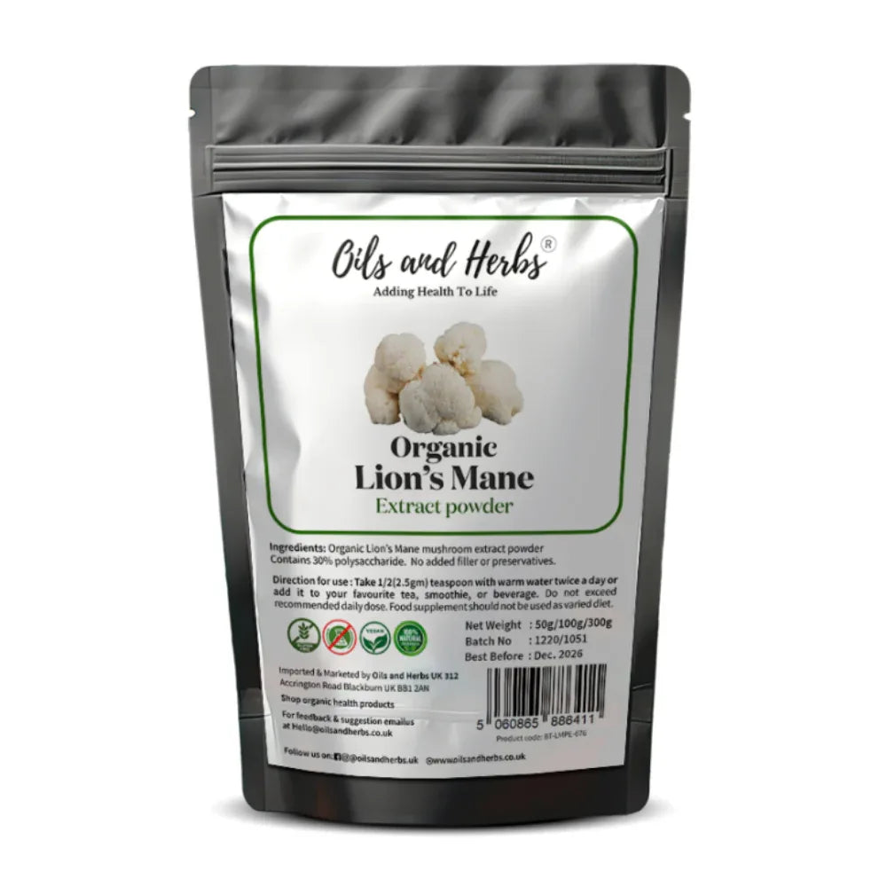 Oils & Herbs - Organic Lion’s Mane Mushroom Extract Powder 10:1 - The Wellness Store®