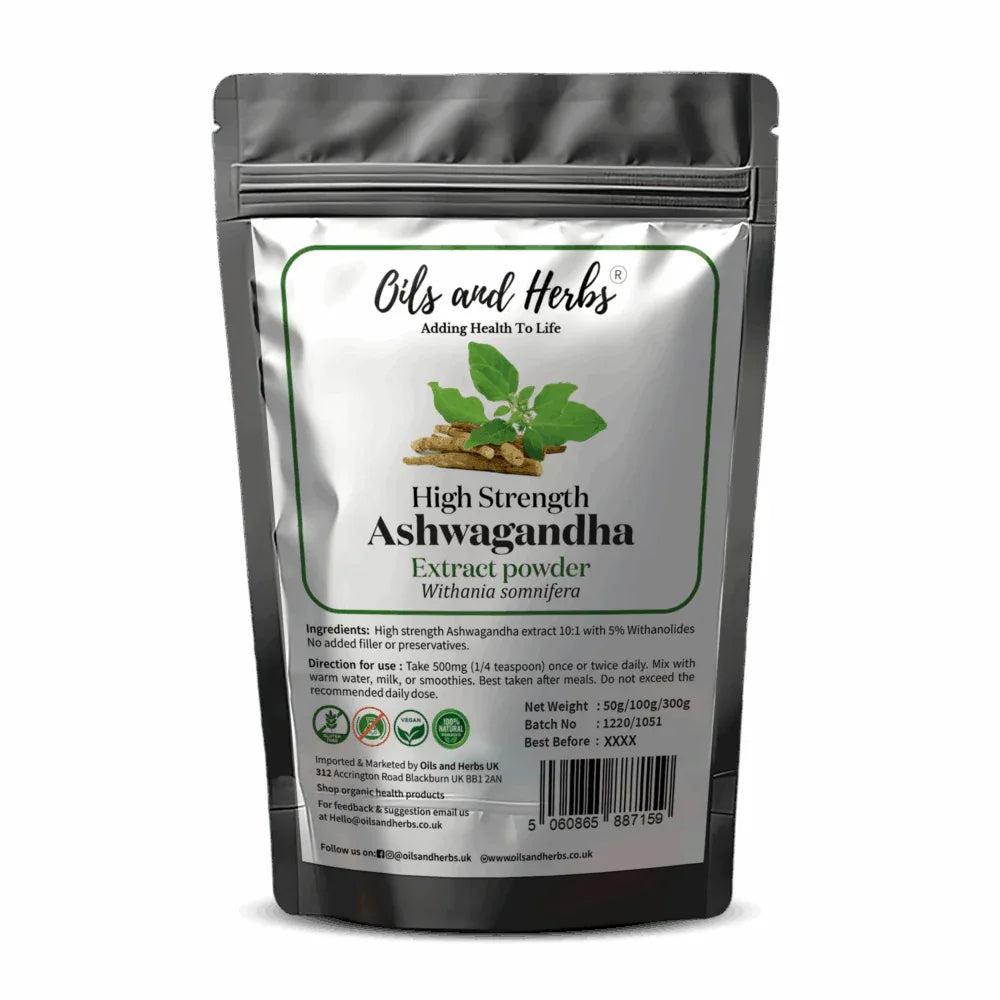 Oils & Herbs - High Strength Ashwagandha Extract Powder 10:1 - 50g - The Wellness Store®