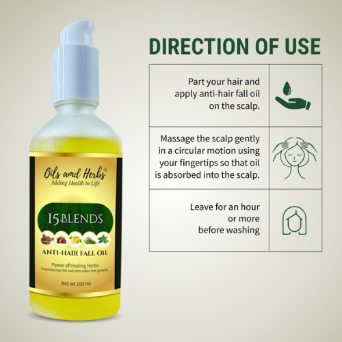 Oils and Herbs - 15 Blends Anti-Hair Fall Oil - 100ml
