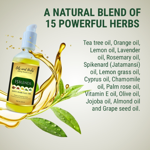 Oils and Herbs - 15 Blends Anti-Hair Fall Oil - 100ml