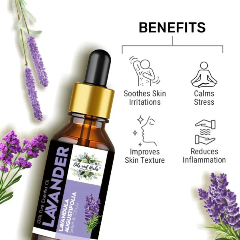 Oils & Herbs – Natural Lavender Essential Oil – 100% Pure & Therapeutic Grade - The Wellness Store®