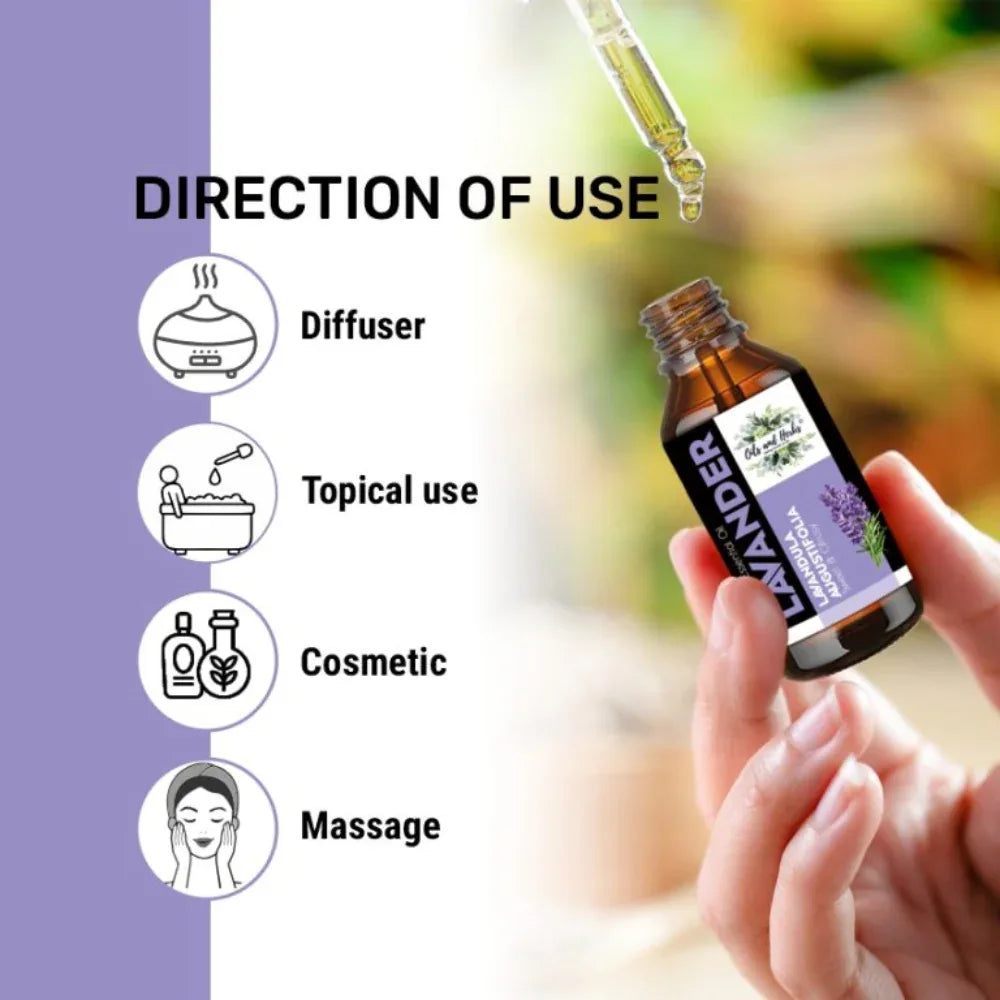Oils & Herbs – Natural Lavender Essential Oil – 100% Pure & Therapeutic Grade - The Wellness Store®