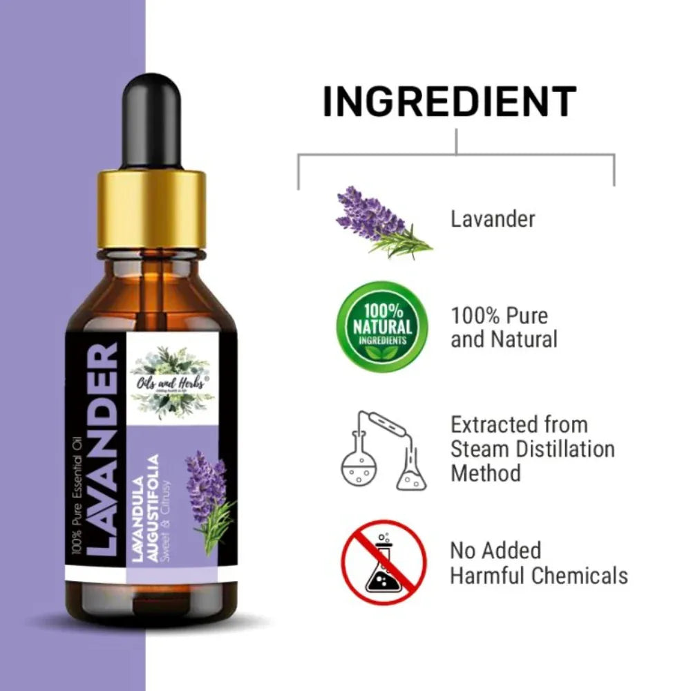 Oils & Herbs – Natural Lavender Essential Oil – 100% Pure & Therapeutic Grade - The Wellness Store®