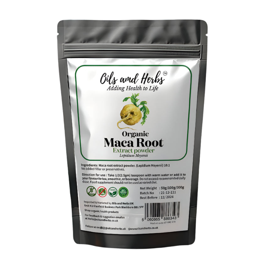 Oils & Herbs - 100% Organic Maca Root Extract Powder - 50g Powder