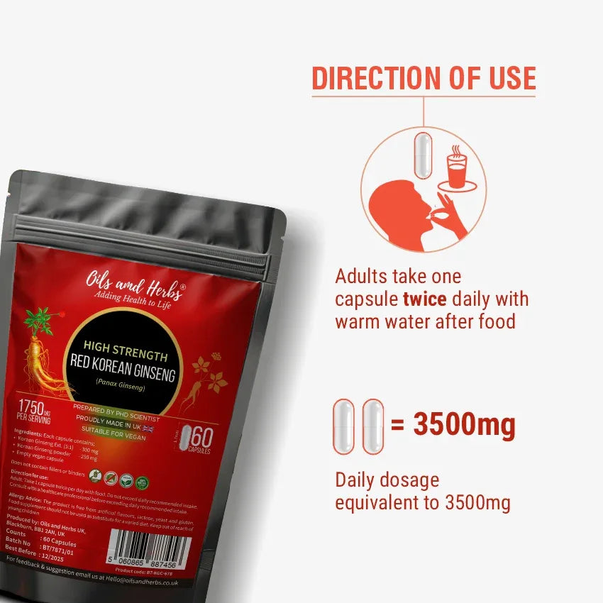 Oils & Herbs – High Strength Red Korean Ginseng Capsules - The Wellness Store®