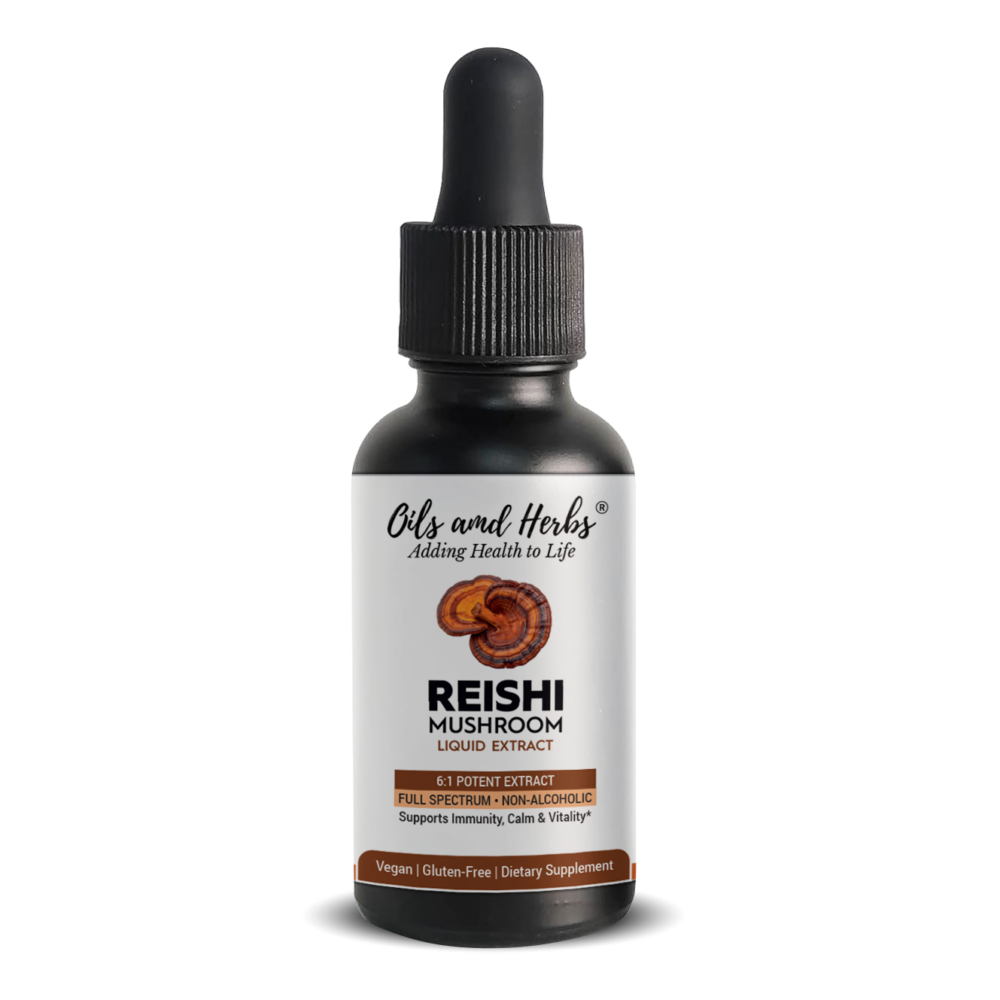 Oils & Herbs - Reishi Mushroom Liquid Extract – 6:1 Potent, Alcohol-Free