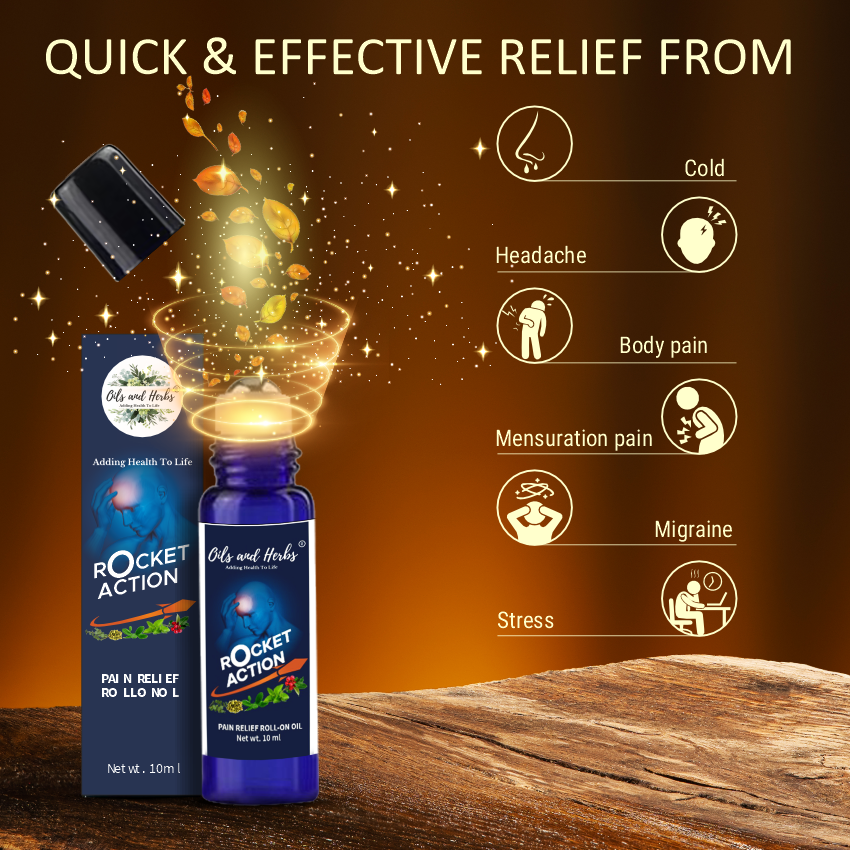 Oils & Herbs – Rocket Action Herbal Pain Relief Roll Oil – 10ml