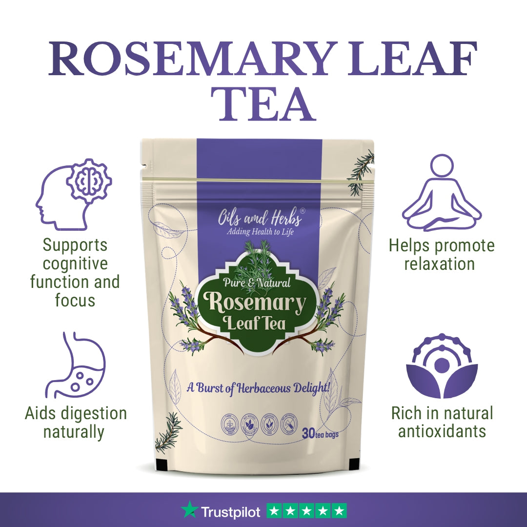 Oils & Herbs – Pure Herbal Infusion Organic Rosemary Leaf Tea – 30 Tea Bags