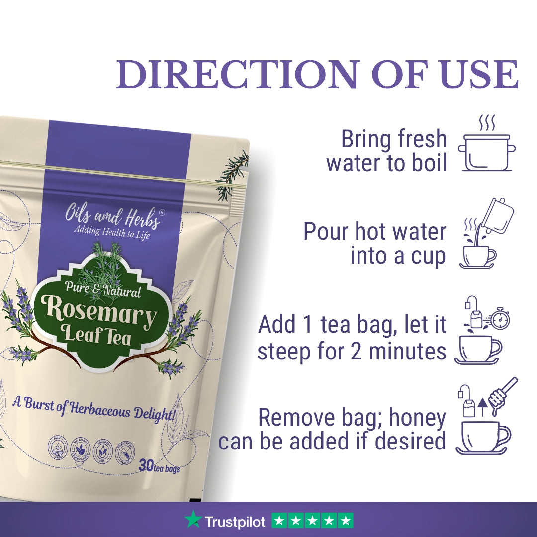 Oils & Herbs – Pure Herbal Infusion Organic Rosemary Leaf Tea – 30 Tea Bags