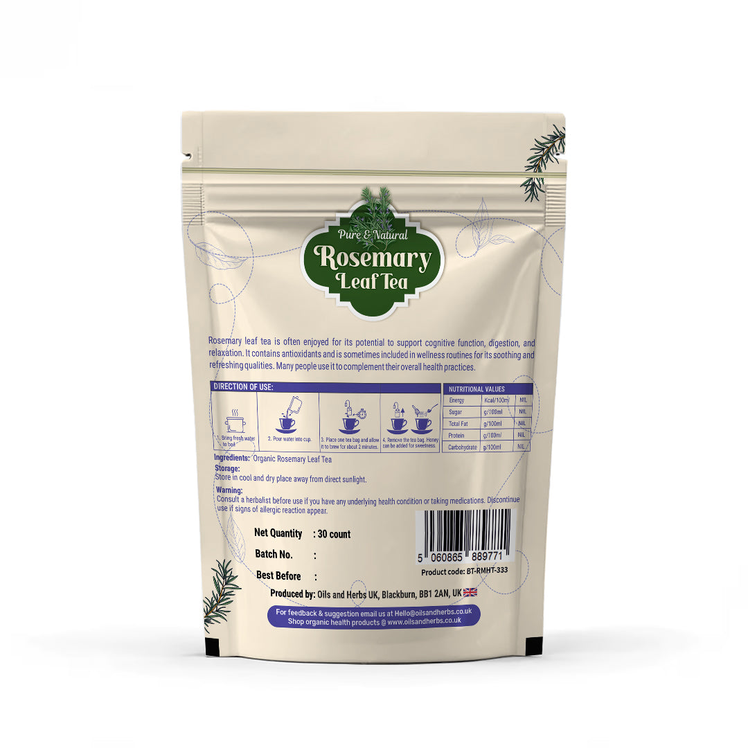 Oils & Herbs – Pure Herbal Infusion Organic Rosemary Leaf Tea – 30 Tea Bags