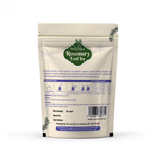 Oils & Herbs – Pure Herbal Infusion Organic Rosemary Leaf Tea – 30 Tea Bags