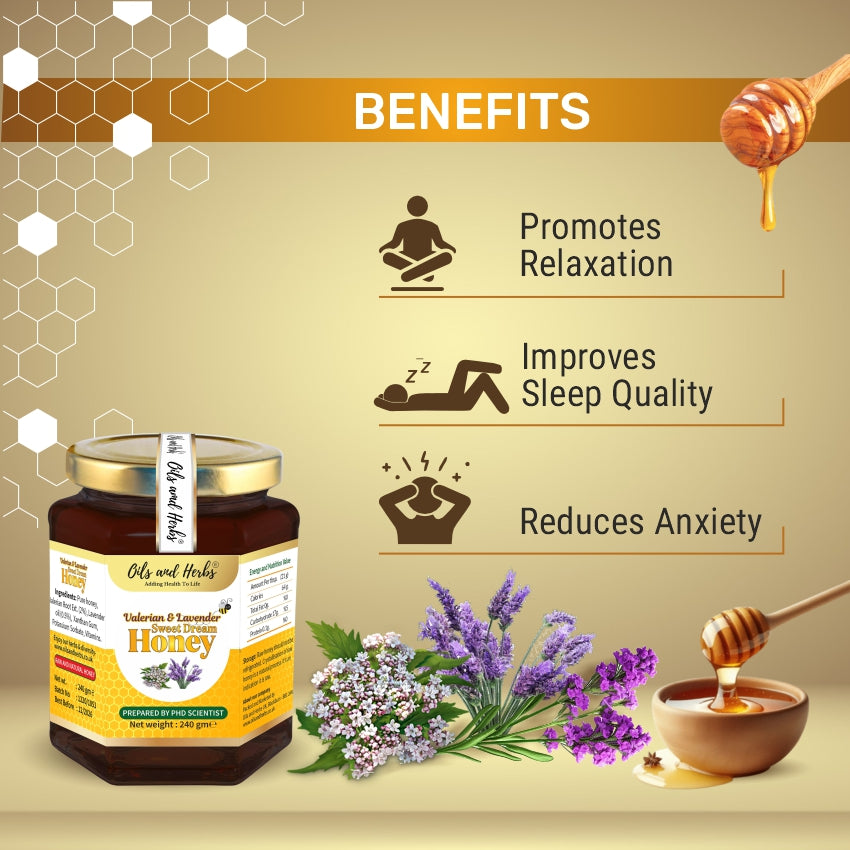 Oils & Herbs - Raw Valerian & Lavender Mixed Honey - 240g