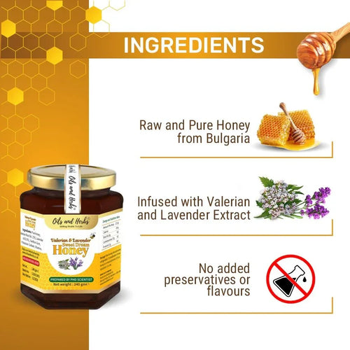 Oil & Herbs - Raw Honey with Valerian & Lavender – Natural Herbal Blend - The Wellness Store®