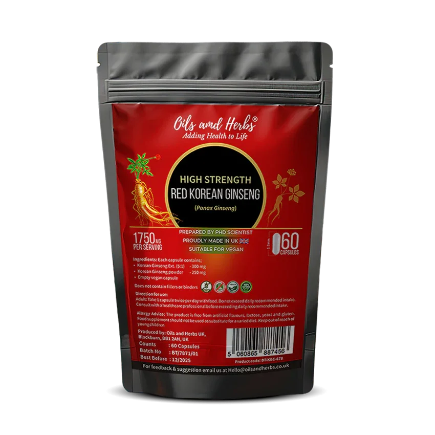 Oils & Herbs – High Strength Red Korean Ginseng Capsules - The Wellness Store®