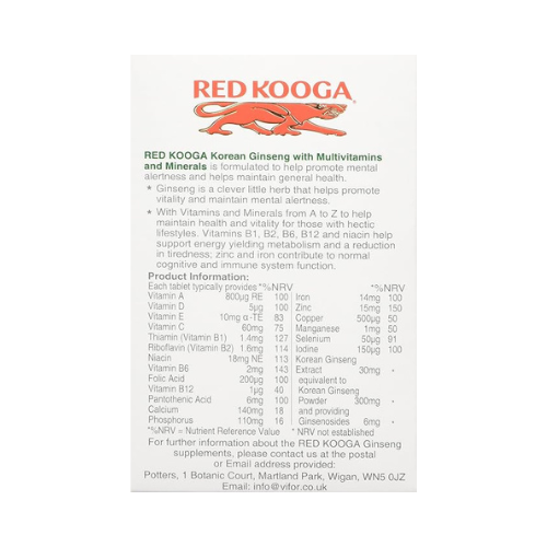 Red Kooga - Korean Ginseng & Ginkgo Biloba with Multivitamins & Minerals - 32 Tablets