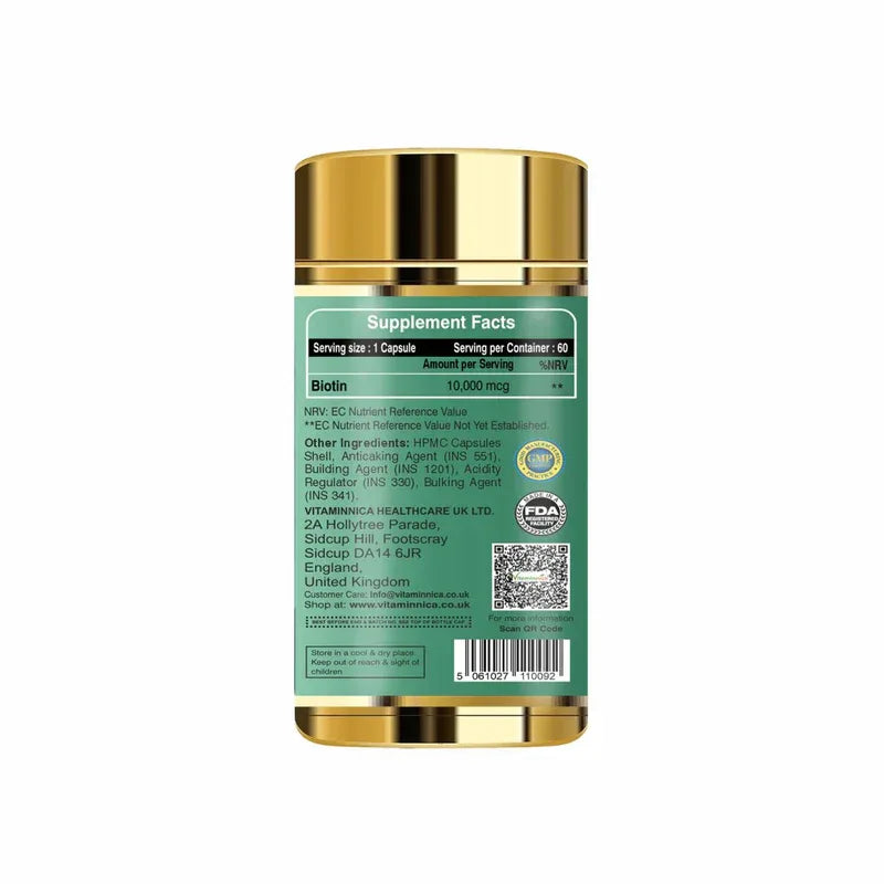 Vitaminnica Biotin - Better Hair, Skin and Nails - 60 Capsules - The Wellness Store®