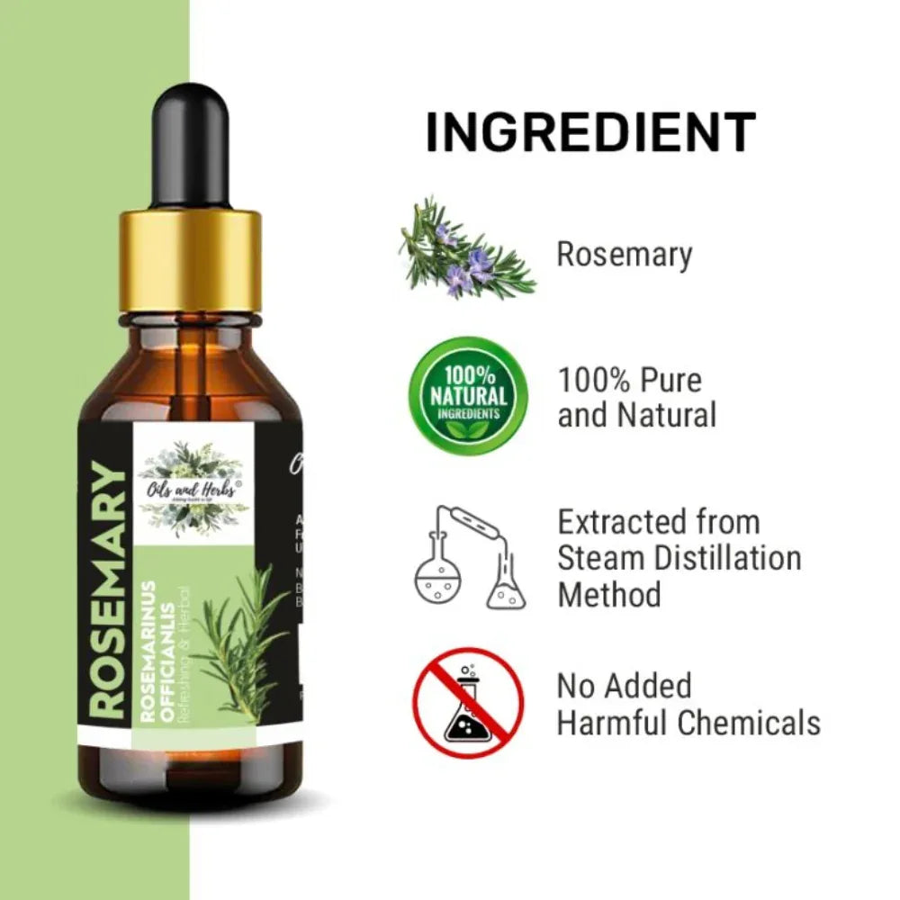 Oils & Herbs - Rosemary Essential Oil 100% Pure & Therapeutic Grade - The Wellness Store®