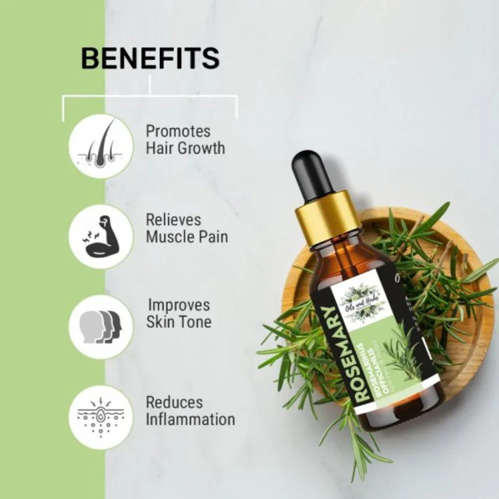 Oils & Herbs - Rosemary Essential Oil 100% Pure & Therapeutic Grade - The Wellness Store®