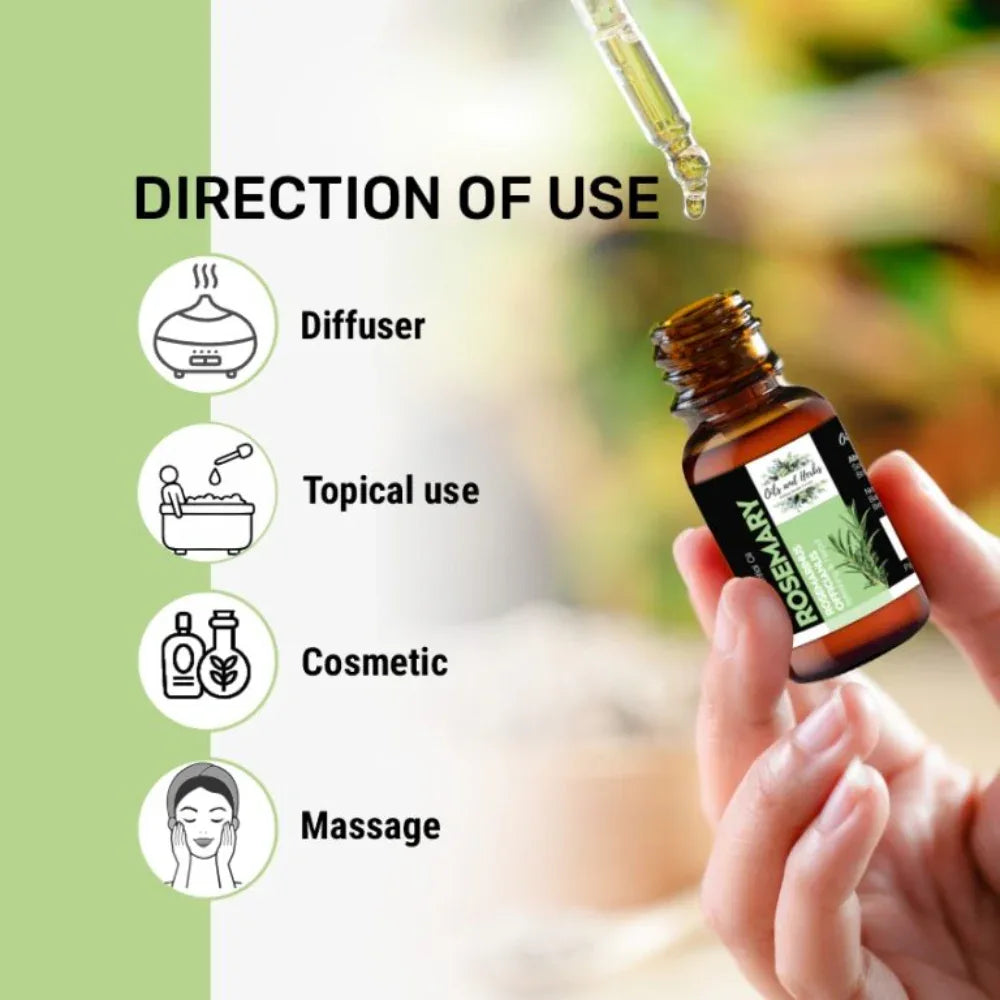 Oils & Herbs - Rosemary Essential Oil 100% Pure & Therapeutic Grade - The Wellness Store®