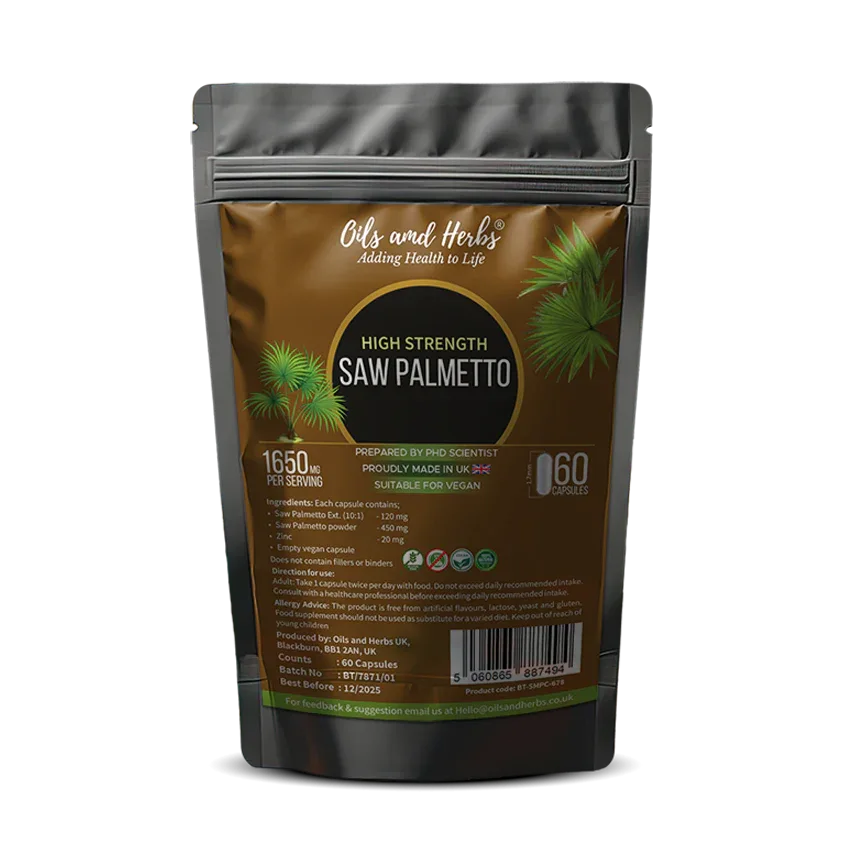 Oils & Herbs – High Strength Saw Palmetto Capsules - The Wellness Store®