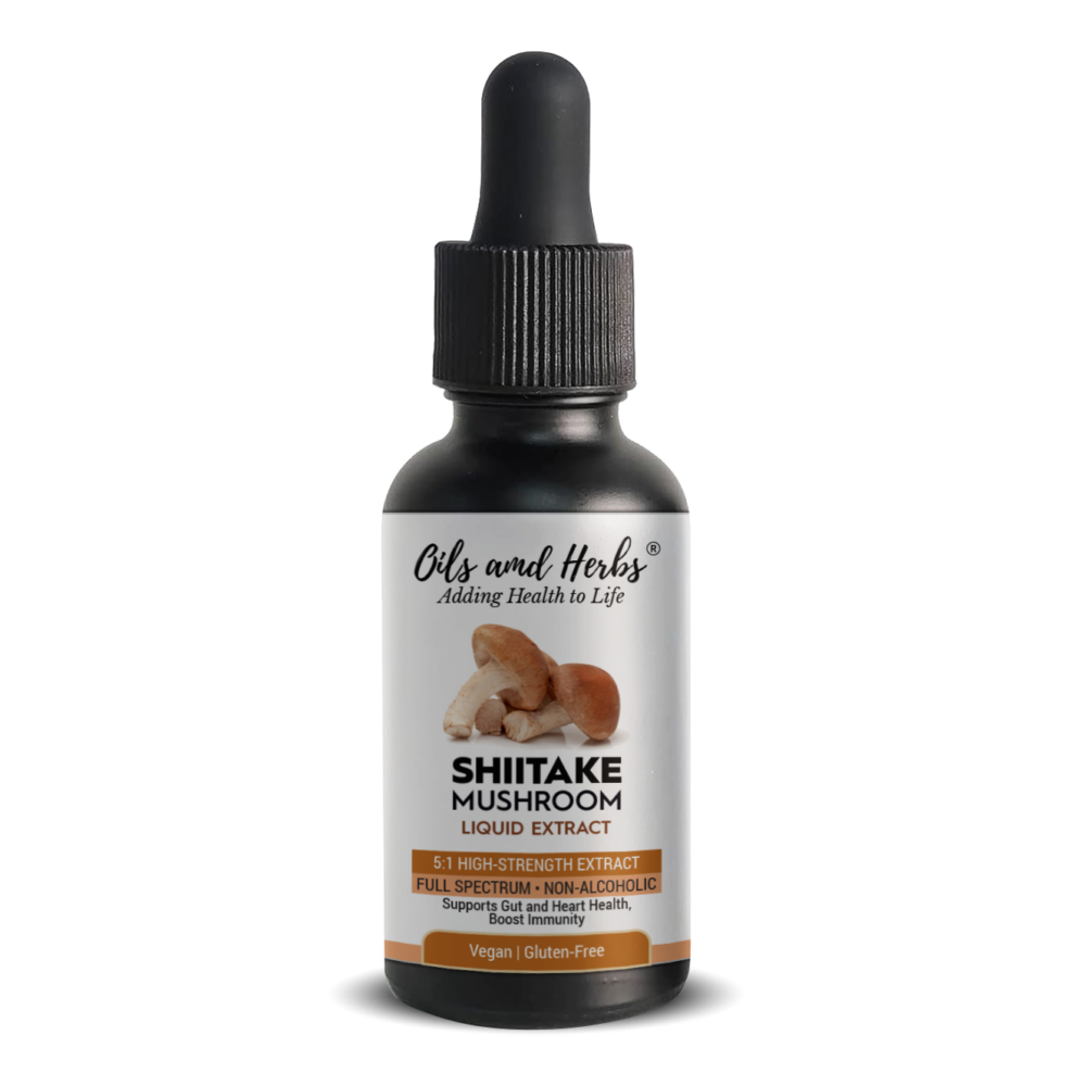 Oils & Herbs- Shiitake Mushroom Liquid Extract – 5:1 High-Strength, Alcohol-Free