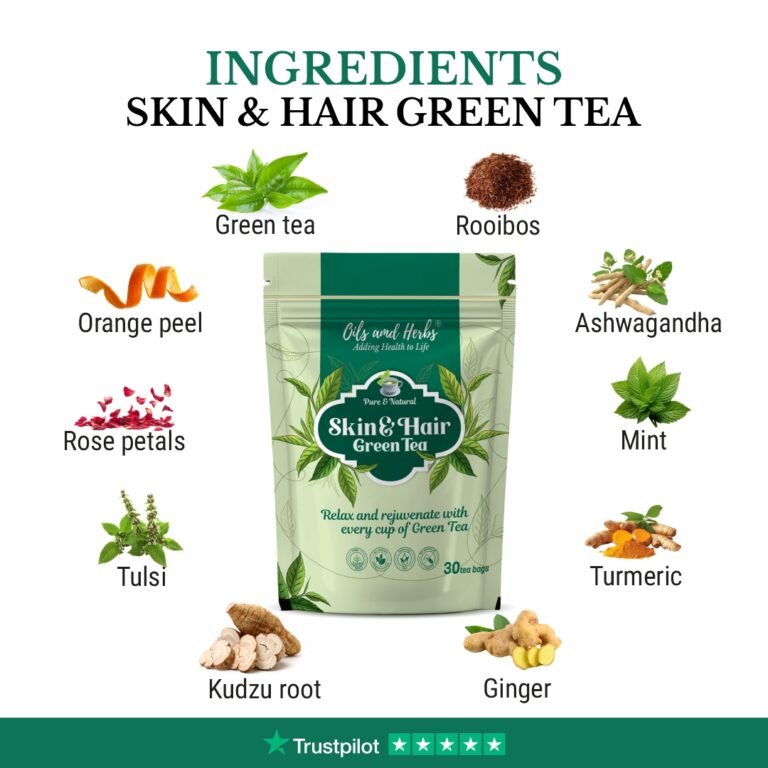 Oils & Herbs – Herbal Beauty Blend Skin & Hair Green Tea – 30 Tea Bags