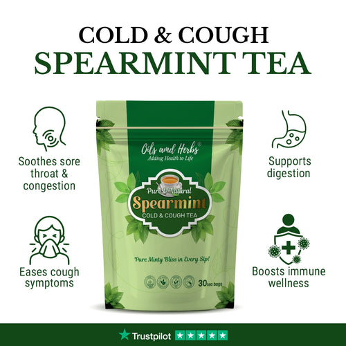 Oils & Herbs – Refreshing & Soothing Natural Spearmint Leaf Tea – 30 Tea Bags