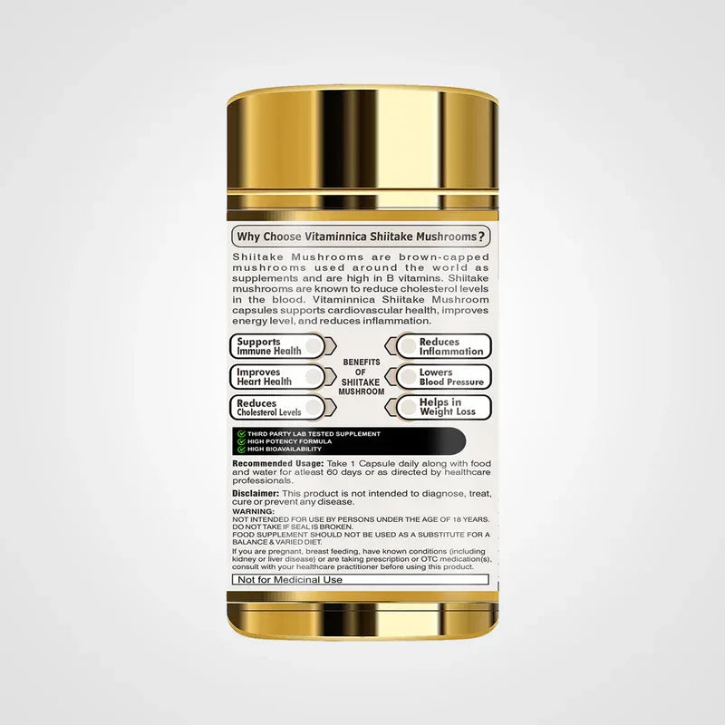 Vitaminnica Shiitake Mushroom- 60 Capsules - The Wellness Store®