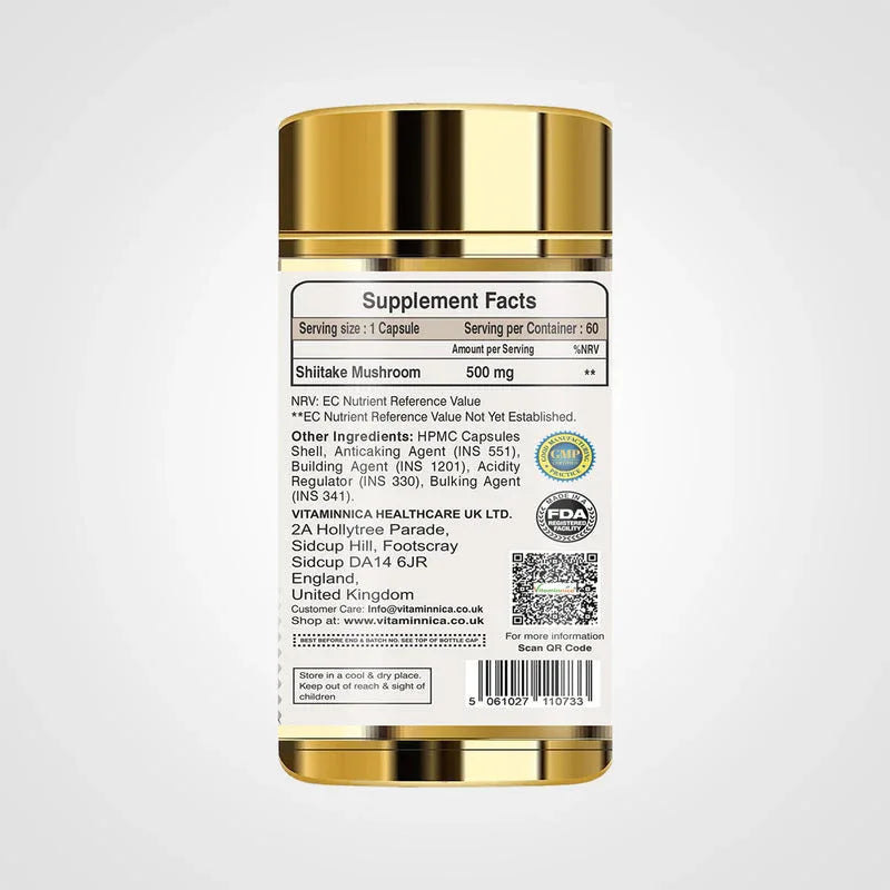 Vitaminnica Shiitake Mushroom- 60 Capsules - The Wellness Store®