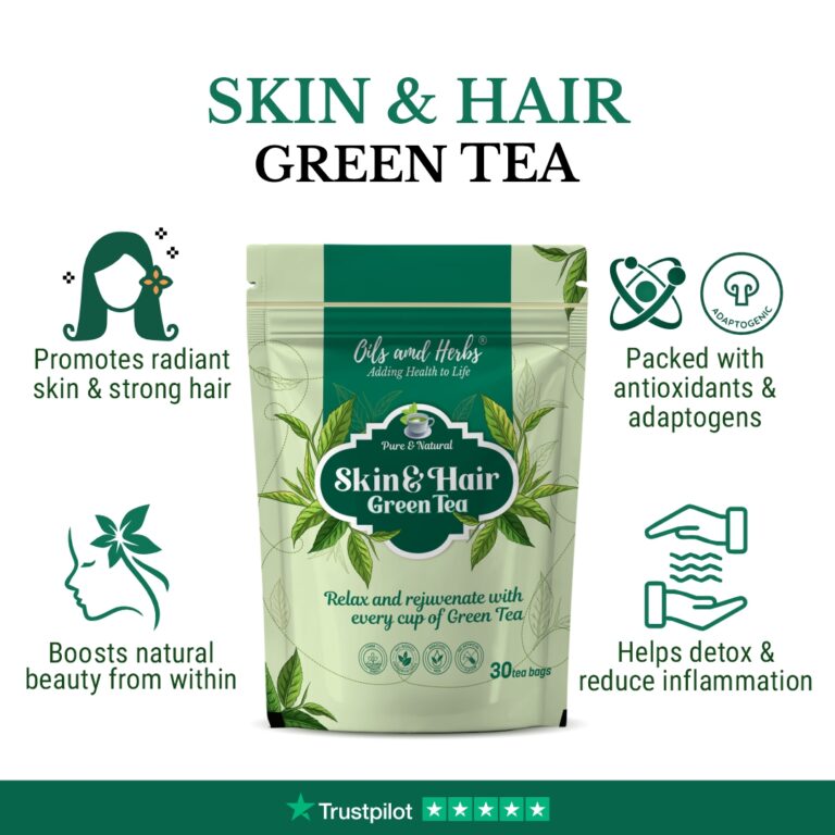 Oils & Herbs – Herbal Beauty Blend Skin & Hair Green Tea – 30 Tea Bags