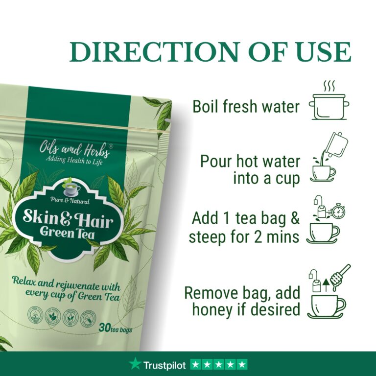 Oils & Herbs – Herbal Beauty Blend Skin & Hair Green Tea – 30 Tea Bags
