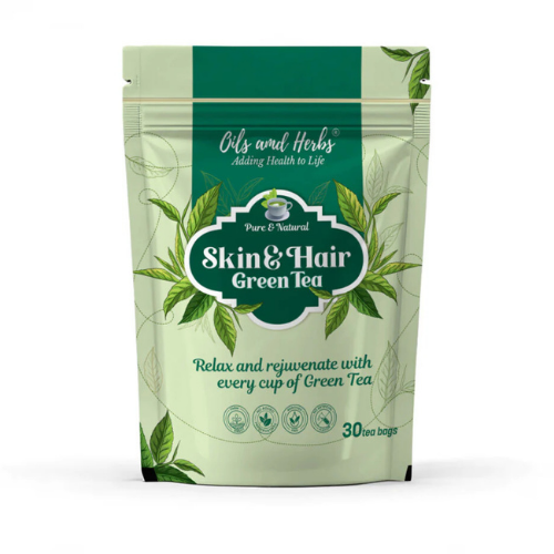 Oils & Herbs – Herbal Beauty Blend Skin & Hair Green Tea – 30 Tea Bags