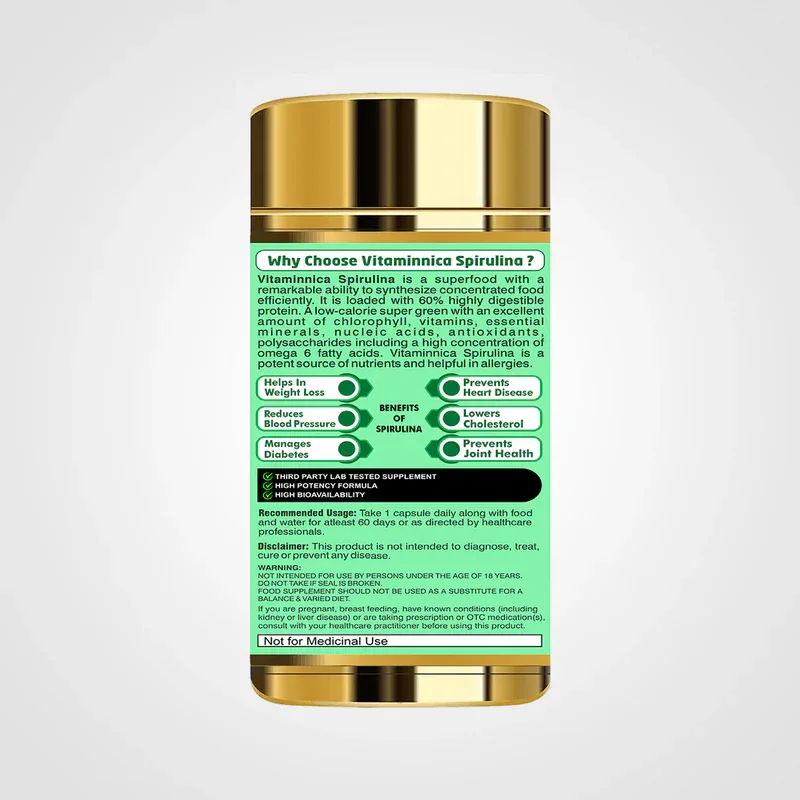 Vitaminnica Spirulina Super Green Foods-60 Capsules - The Wellness Store®